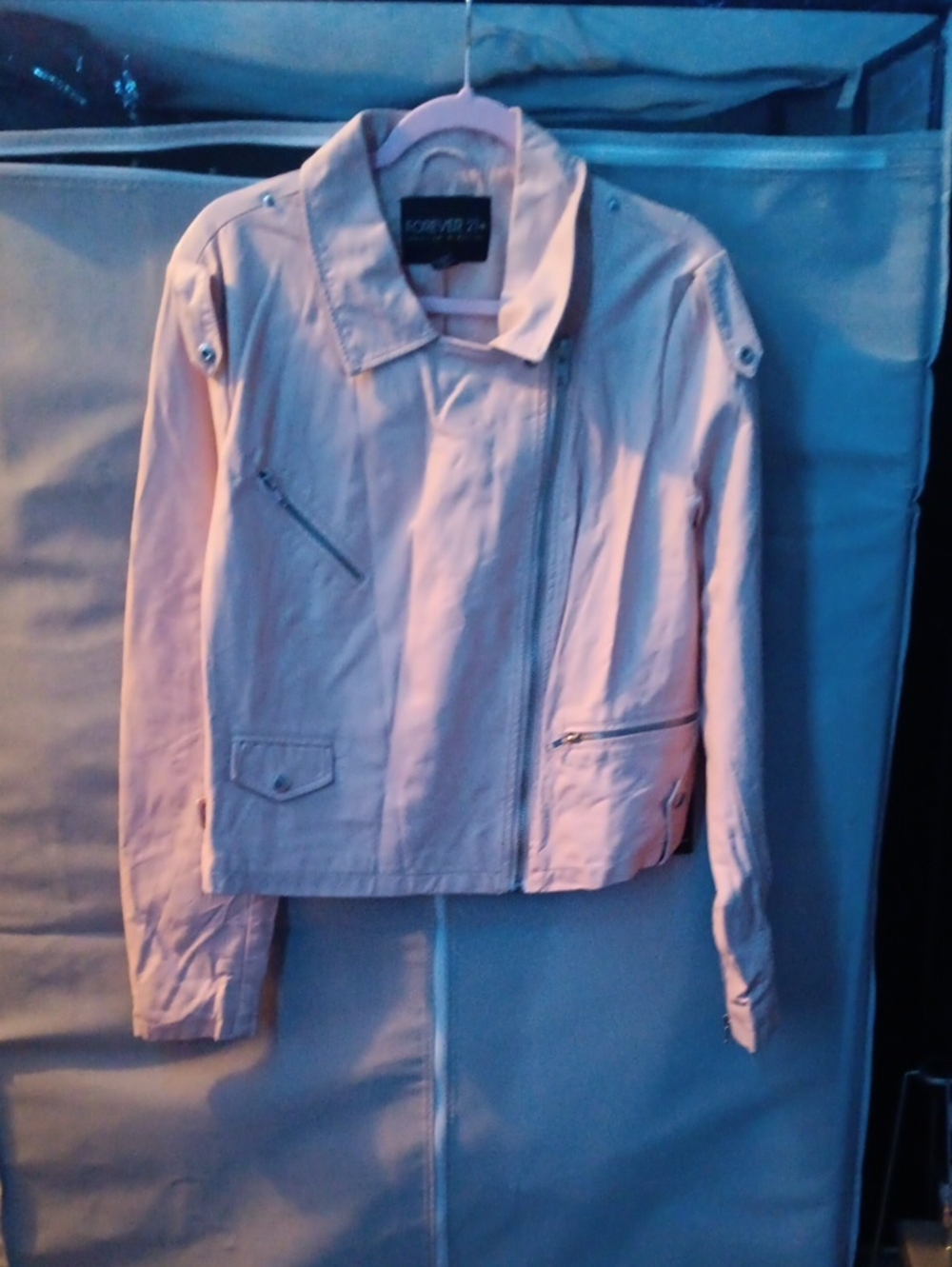 Forever 21 Light Pink Faux Leather Moto-Style Jacket